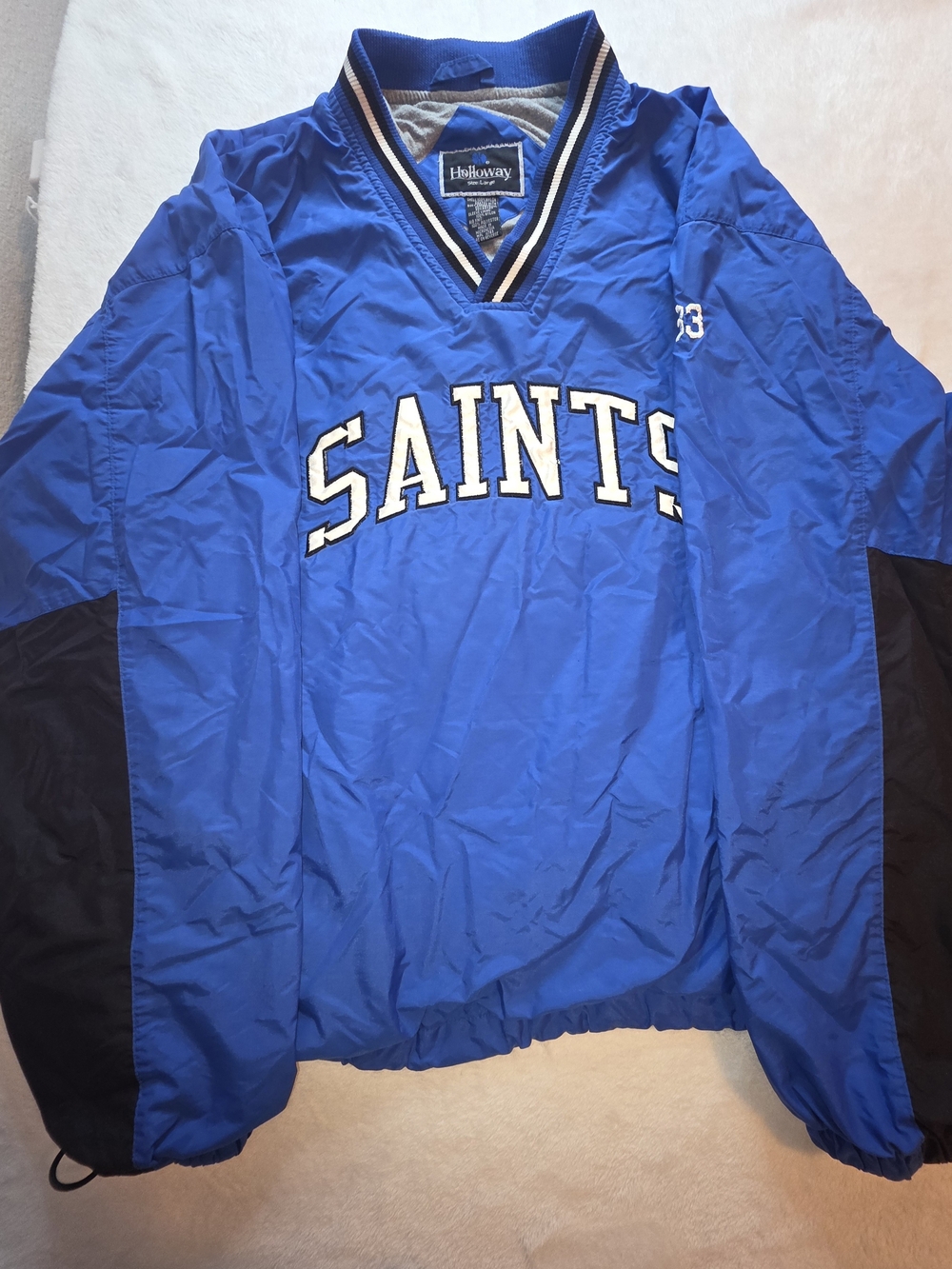 Holloway Saints Blue Pullover Windbreaker Jacket Men’s Large
